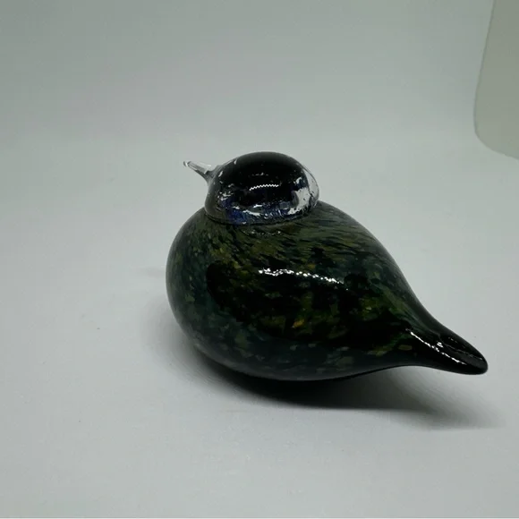 Very Rare Signed Oiva Toikka Nuutajarvi Finland small glass bird Goldcrest